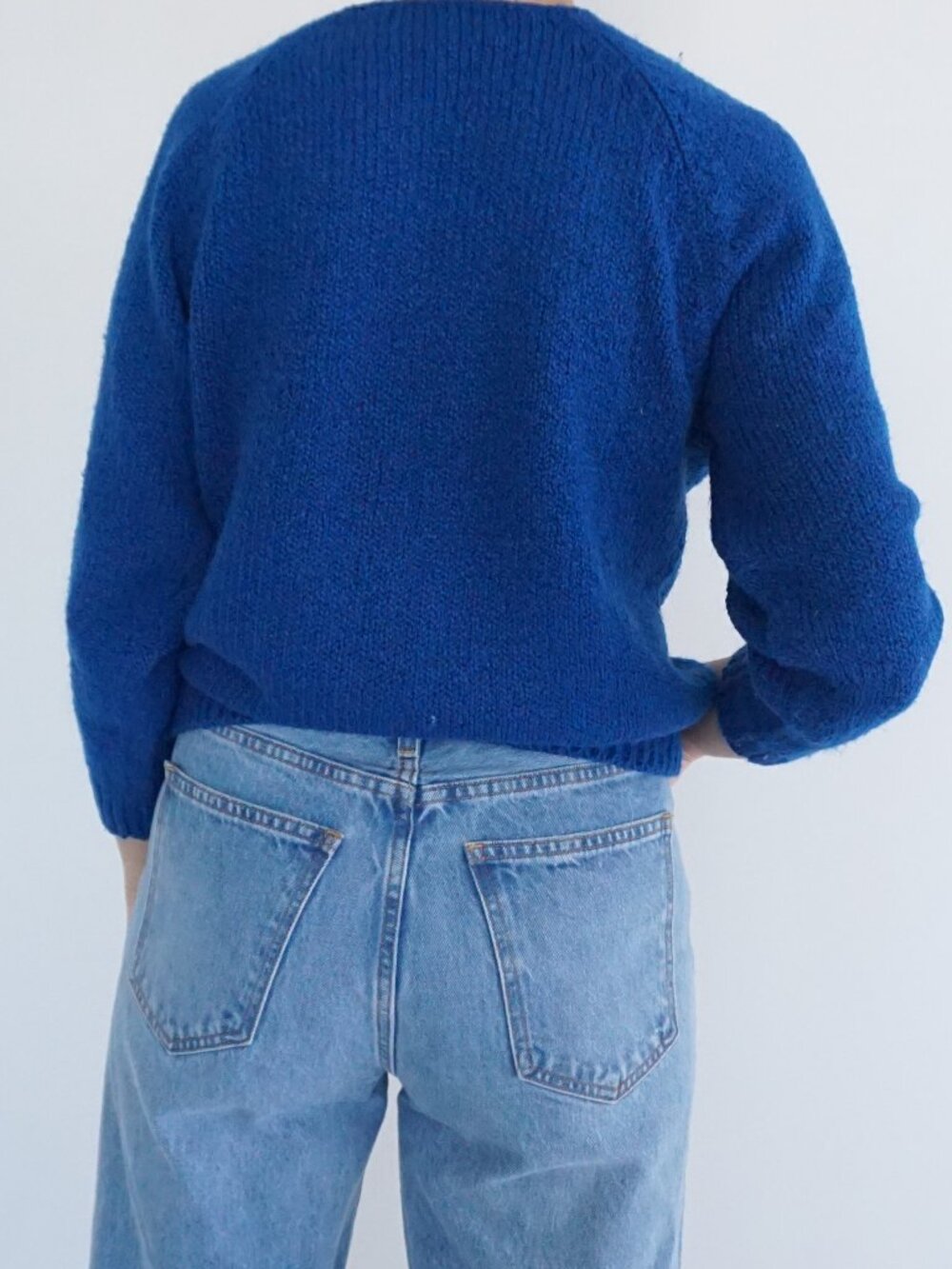 Vintage Easton Park Cobalt Blue Knit Henley Button Textured Grandpa Sweater S - Picture 2 of 9